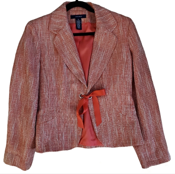 Jones Wear Jackets & Blazers - 53- Jones Wear New York Front tie belt orange lined